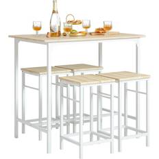 Bianco Set da Pranzo SoBuy OGT11-WN White/Natural Dining Set 60x100cm 5pcs