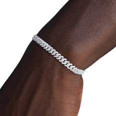 14k - Unisex Bracelets GLD Micro Prong Cuban Bracelet 6mm 14k - White Gold/Diamonds