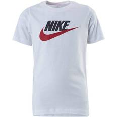 Round Tops Children's Clothing Nike Older Kid's Sportswear Cotton T-shirt - White/Obsidian/University Red (AR5252-107)