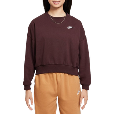 Nike Big Kid's Sportswear Club Fleece Boxy Crew-Neck Sweatshirt - Burgundy Crush/White (FZ9244-652)