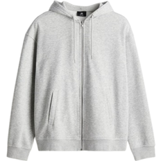 Rayon Clothing H&M Loose Fit Hooded Jacket - Gray Melange