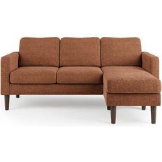 Dunelm Jacob Corduroy Small Corner Terracotta Sofa 180cm 3 Seater