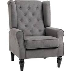 Fabric Armchairs Homcom Retro Accent Wingback Dark Grey Armchair 102cm