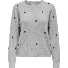 Dame - Grå - Sweatshirts Sweatere Only Bella Knitted Pullover - Grey/Light Grey Melange