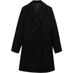 Wool women Mango Double-Breasted Wool Coat - Black