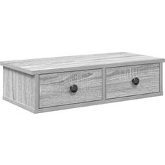 vidaXL With Drawers Grey Sonoma Oak Wall Shelf 65cm