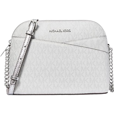 Michael Kors White Crossbody Bags Michael Kors Jet Set Travel Medium Signature Logo Dome Crossbody Bag - Silver