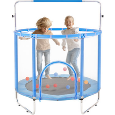55" Trampoline for Mini Toddler Trampoline w/ Net Indoor Outdoor Steel in Blue 66.54' H X 57.87' W X 57.87' D Wayfair (66.54' H X 57.87' W X 57.87' D)