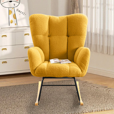 Yellow Rocking Chairs George Oliver Modern Fabric 37.79 x 21.65 x 34.64 in Rocking Chair