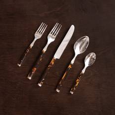 Beatriz Ball 5-Piece VIDA Tortoise and Gold Flatware Cutlery Set 5pcs