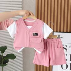 Other Sets Yousnh Two Piece Pullover Crewneck T Shirt Set - Pink