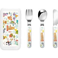 Silver Baby Bottles & Tableware Qokaie Travel Animals Silverware Set