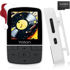 Bluetooth Media Players Yoton MP3 Player with Bluetooth 5.2, 64GB Storage, Mini HiFi Music Player with Sports Clip, Independent Volume Control, FM Radio, Includes Headphones, White