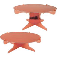 Rose Gold Table Decorations Beistle Durable Boardstock Shiny Metallic Cake Stands 2 Piece