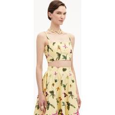 Floral Cotton-Blend Poplin Crop Top - Yellow
