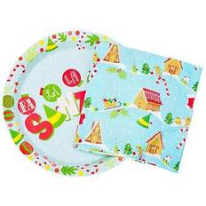 Servilletas de papel Elf Fa La La Santa Snow Icons 32 Piece Paper Napkin and Plate Pack