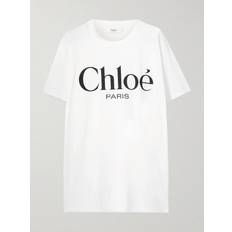 Bekleidung Chloe Printed Cotton Jersey T-shirt - White