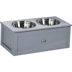 Pawhut Elevated Dog Bowls Stand 23.6 x 11.8 x 9.4 in