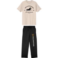 Men - Pockets Pyjamas BioWorld Yellowstone Men's Short Sleeve Shirt and Pants Set - White