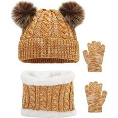 Bjutir Toddler Boys Girls Hat Scarf Glove Set - Solid Color