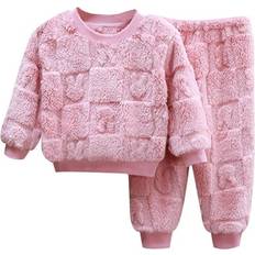 Aompmsdx Fuzzy Warm Two Piece Set - Pink