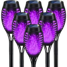 IkeeRuic Outdoor Purple Flickering Flame Solar Torch Lights