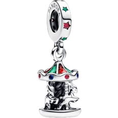 Multicolore Ciondoli e Pendenti Pandora Spinning Carousel Dangle Charm - Silver/Multicolour