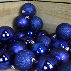 Plastic Christmas Tree Ornaments Samuel Alexander Shatterproof Baubles Midnight Blue Christmas Tree Ornament 6cm 24pcs