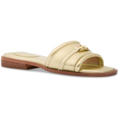 Michael Kors Women Slides Michael Kors Metallic Leather Slide Sandal - Gold