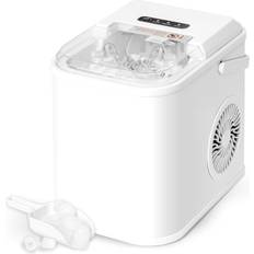 Ice Makers HealSmart Ice Maker for Countertop, 8 Ice Cubes Ready in 6 Mins, 26lbs Ice/24Hrs, with Self-Cleaning Feature, Ice Spoon and Basket, for Home, Kitchen, Camping, Party, White