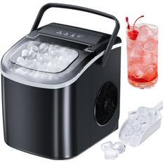 Ice Makers Kismile Ice Maker Machine Portable Countertop Ice Maker, 26.5 lbs/24H, 9 Ice Cubes/6 Mins, 0.32-Gallon Tank, Smart Button, Self-Cleaning, for Home & Parties