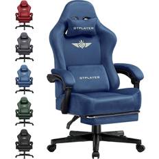 GTPLAYER Gaming Chair Fabric with Pocket Spring Cushion, Computer Chair Game Chair Cloth, Ergonomic Computer Chair 160 Adjustable backrest with footrest, Blue