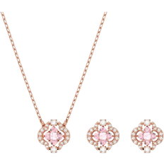 Transparente Conjuntos de joyas Swarovski Parure Una, Tailles variées, Trèfle à quatre feuilles, Rose, Placage de ton or rosé