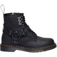 Laced Lace Boots Dr. Martens 1460 Buckle Harness Leather Lace Up - Black