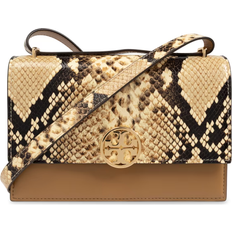 Snake Crossbody Bags Tory Burch Miller Snakeskin Print Colorblock Shoulder Bag - Beige