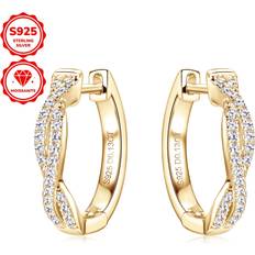 Temu Elegant 14k Golden Plated Hoop Earrings - Silver