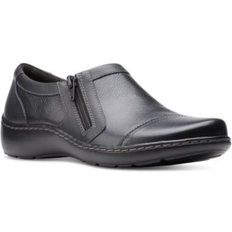 Clarks Loafers Clarks Cora Giny Cushioned Zip Loafer Flats - Black