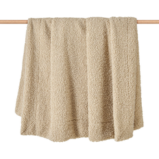 HiEnd Accents Teddy Textured Boucle Plush Throw Blanket 60" x 90" Blankets White, Beige