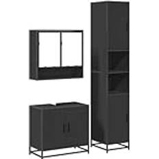 Muebles de Baño vidaXL 4-Piece Bathroom Vanity Set Black Engineered Wood