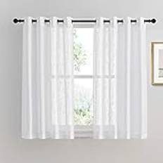 Semi Sheer Faux Linen Voile Curtains 52 inch x D 54 inch