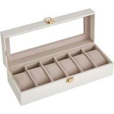 Estuches para Relojes Songmics Caja de Reloj con Tapa de Cristal Almohadillas Extraíbles Crradura de Metal