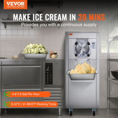 VEVOR Isterningmaskiner VEVOR Vevor commercial ice cream machine, 18 l/h yield, 1780w single flavor hard serve