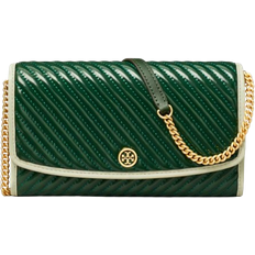 Tory Burch Green Crossbody Bags Tory Burch Robinson Patent Quilted Chain Wallet - Pine Tree