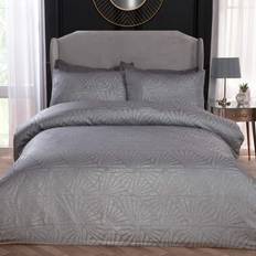 Sleepdown Supermjuk Geometrisk Lurex Sängkläder Set 220 cm x 230 cm Påslakan Silver