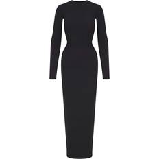 Lined - Long Dresses SKIMS Crew Neck Long Sleeve Dress - Onyx