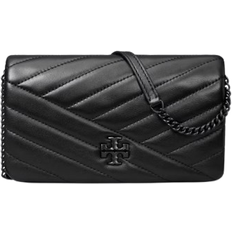 Tory Burch Kira Chevron Powder Coated Chain Wallet - Black