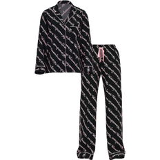 Sleepwear on sale Victoria's Secret Flannel Long Pajama Set - Black Ribbon Script