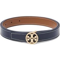 Blue - Men Belts Tory Burch 1" Miller Smooth Reversible Belt - Navy/Moose/Gold