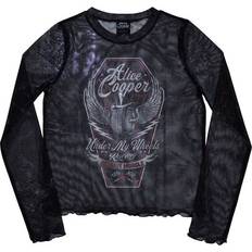 Elastane/Lycra/Spandex Blouses Alice Cooper Under My Wheels Crop Top - Black