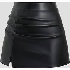 Shein Skirts Shein Elegant Retro High Waist Flared A-Line Mini Skirt - PU Leather